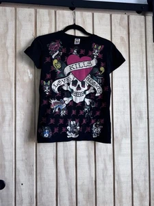 Ed Hardy black Top “love kills slowly” Size SM - Picture 1 of 7