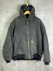 Abrigo chaqueta vintage Carhartt J130 negro descolorido desgastado ropa de trabajo para hombre talla - Imagen 1 de 19