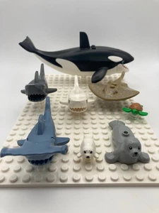 LEGO® 8 Meerestiere Set - Orca Hai Hammerhai Rochen Seehund Tiere Meer - Bild 1 von 2