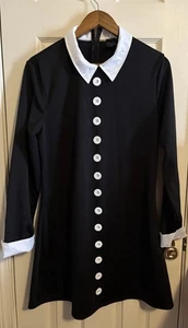 Mercoledì Addams Vestito Famiglia Donna Taglia Grande Costume Halloween Nero Bianco - Foto 1 di 8
