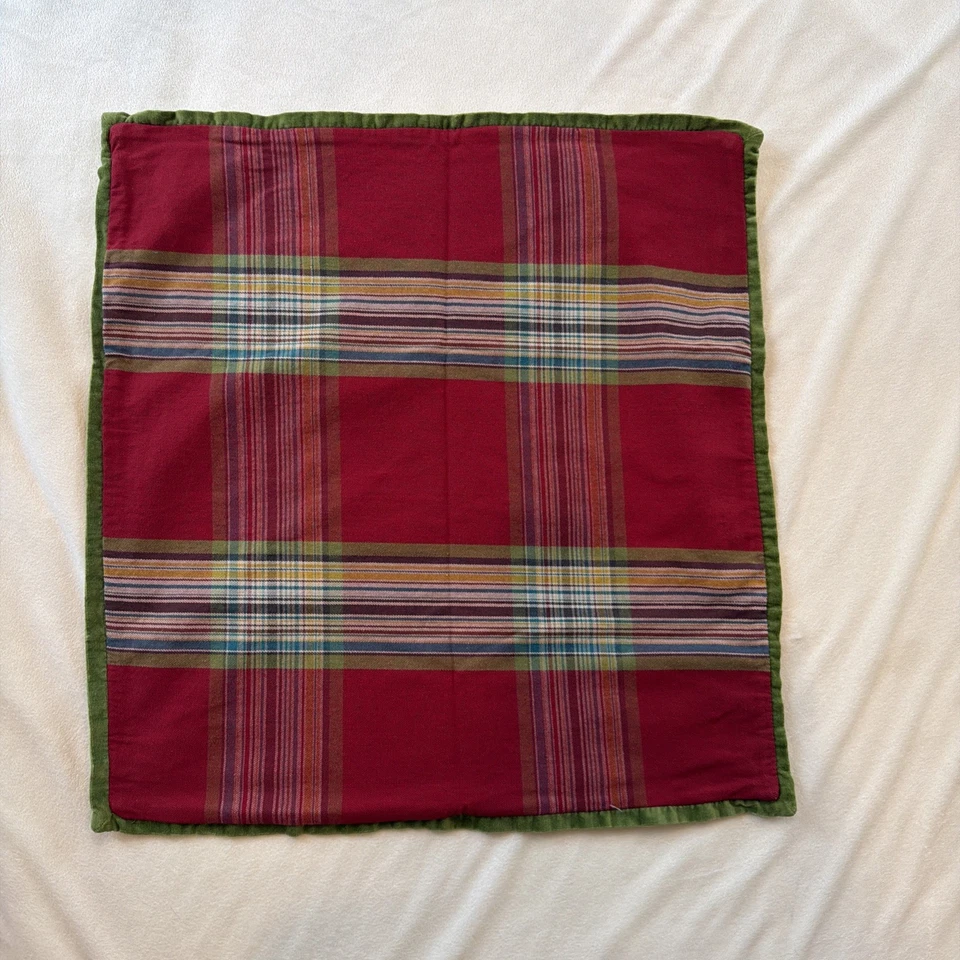 Funda de Almohada Pottery Barn Cuadros 24" X 24" Terciopelo Cierre de Cremallera Trasera Foto 1 de 4