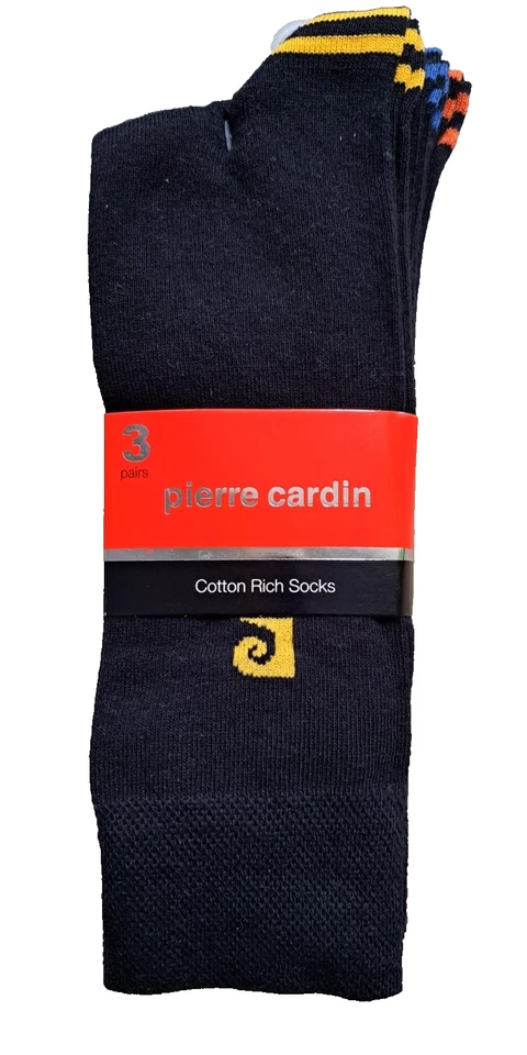 PIERRE CARDIN | Mens 3 PACK Black Tipped Socks | One Size UK 7-11 EU 40-46 Foto 1 de 2