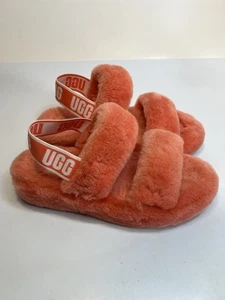UGG Oh Yeah Fluffy Soft Slippers/Sandals Peach/White 1107953 Women's Size 7 - Picture 1 of 8