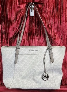 Michael Kors Women's Lg Tz Tote BAG PURSE CIARA BRIGHT WHITE PREOWNED LADIES - Picture 1 of 20