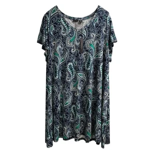 Tahari Damen Kleid 3X Blau Paisley My Perfect Shape Jersey Strick Midi Komfort - Bild 1 von 7