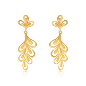 22Kt Artistic Aura Gold Drop Earrings By Senco Gold - Picture 1 of 5