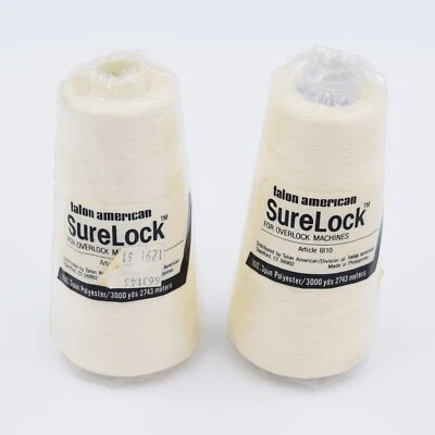 Talon SureLock Serger Thread Overlock - Color 030 Ivory 3000 yds Spool Set Of 2 - Image 1 of 4