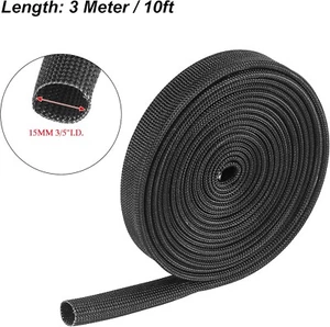 Heat Sleeve Fiberglass Adjustable Heat Shield Black 10FT-3/5" for Car Wire Loom - Picture 1 of 6