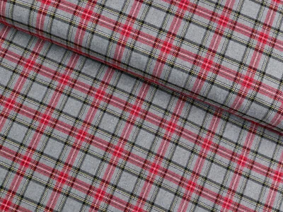 SCHOTTENKARO Karo Stoff Tartan Glencheck Kilt GRAU ROT Klein EUR 13,98/m - Bild 1 von 2