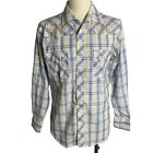 Los Altos Embroidered Pearl Snap Western Shirt M White Plaid Long Sleeve Pockets