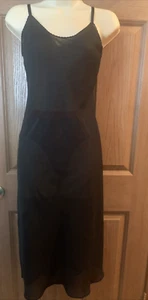 VIntage Lady Lynne Sheer Black Full Slip Size M Slip Dress Lingerie Nightie USA - Picture 1 of 11