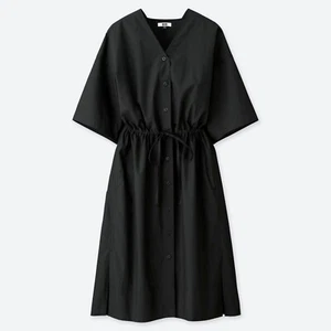 UNIQLO U Short Sleeve Cotton Shirt Dress in Black Size XS - Picture 1 of 2