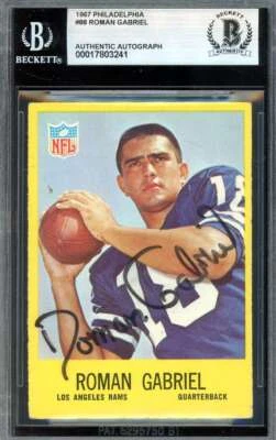 Roman Gabriel Beckett BAS Vintage Signed 1967 Philadelphia Gum Autograph - Image 1 of 2