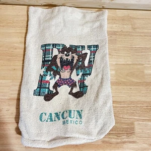 Vintage Taz Tasmanian Devil Cancun Mexico Draw String Bag Backpack Collectible - Picture 1 of 6