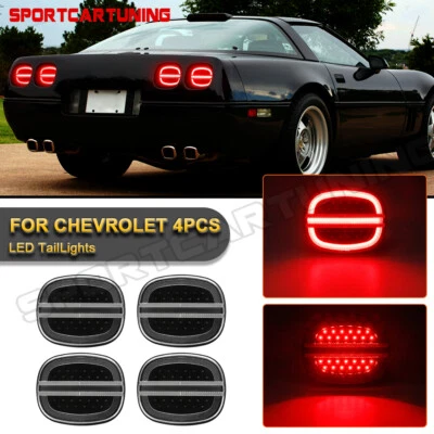 4X For 90-96 Chevrolet Chevy Corvette C4 LED Bumper Turn Signal Brake Tail Light Foto 1 de 4
