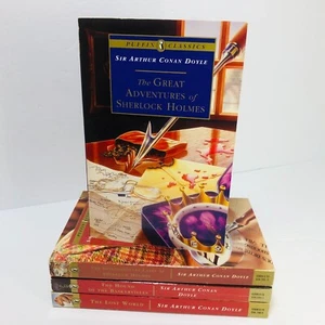 VTG SIR ARTHUR CONAN DOYLE 4 PB Books Puffin Classics Hound of Baskervilles - Picture 1 of 9