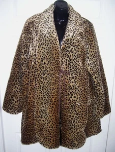 Abrigo para mujer de piel sintética de leopardo talla mediana de J Percy para Marvin Richards vintage - Imagen 1 de 6
