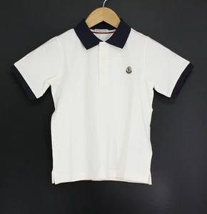 MONCLER KIDS PIQUE COTTON POLO SHIRT CHILDRENS SHORT SLEEVE WHITE RRP £110 AD - Picture 1 of 4