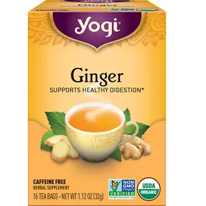 Yogi Tea - Ginger Tea (4 Pack) - Caffeine Free - 64 Organic Herbal Tea Bags - Picture 1 of 6