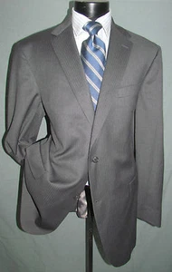 Hart Schaffner Marx 2 buttons Dual Vents Gray stripes Men Wool jacket 46 L - Picture 1 of 6