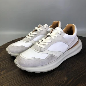 Zapatos Magnanni Para Hombre Talla 11 Blanco Gris Cuero Gamuza Suela Gruesa Parte Superior Baja 26403 - Imagen 1 de 10