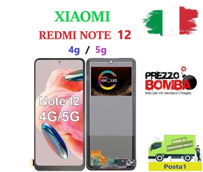 DISPLAY XIAOMI REDMI NOTE 12 4G 23021RAA2Y - 5G 22101317C  VETRO TOUCH OLED - Immagine 1 di 4