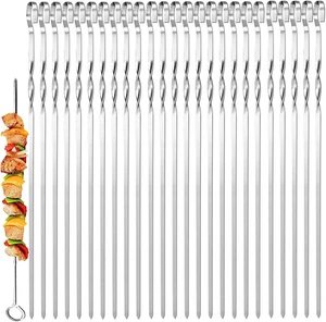 25 Stück Grillspieße aus Edelstahl, 39 cm, Grillspieße, wiederverwendbare Kebab- - Bild 1 von 7