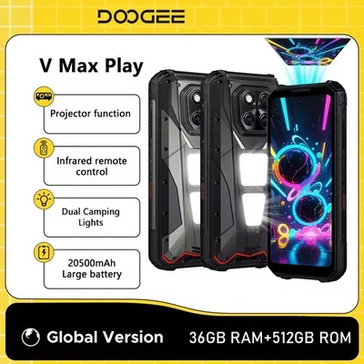 Doogee V Max Play Projektor Rugged Phone 6,78" 36GB+512G 20500mAh Campingbeleuchtung - Bild 1 von 4