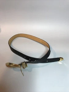 Cinturón de cuero negro vintage Julius Resnick JR con hebilla grande dorado - Imagen 1 de 8