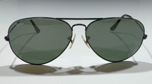 Ray Ban Bausch & Lomb Black Frame Aviator Sunglasses 58-14 -Vintage - Picture 1 of 7
