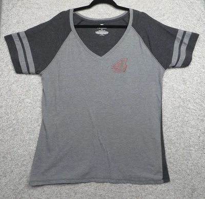 Camisa Kevin Harvick para mujer 2XL gris cuello en V raglán NASCAR Racing Stewart-Haas Foto 1 de 4