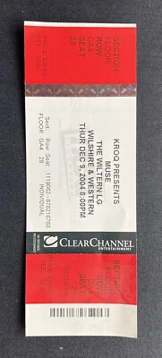 MUSE at The Wiltern Los Angeles California, Dec. 9, 2004 Ticket Stub - Image 1 of 2
