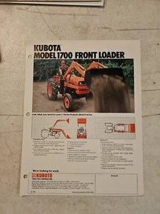 Vintage 1979 Kubota 1700 Front Loader Sales Brochure Spec Sheet - Picture 1 of 4
