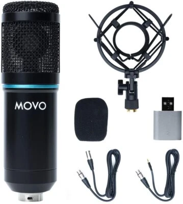 Micrófono universal para podcasting cardioide Movo PC-M6 para XLR, 3,5 mm y USB Foto 1 de 4