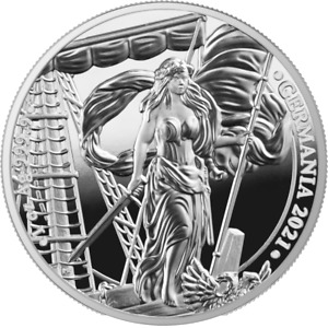 Germania 2021, 5 Mark, Proof PP, Polierte Platte 1oz Silbermünze mit COA N°420