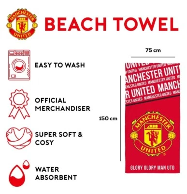 Manchester United FC Toalla Fútbol Playa Baño Piscina Toalla 150cm x 75cm Foto 1 de 4