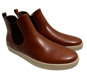ECCO Soft 7 Chelsea Boot Sneaker Cognac Brown Leather Pull On EU 40 Size 9 - 9.5 - Picture 1 of 6