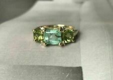 2.50 CT Emerald Cut Lab Created Peridot Weeding Ring 14K Yellow Gold Plated