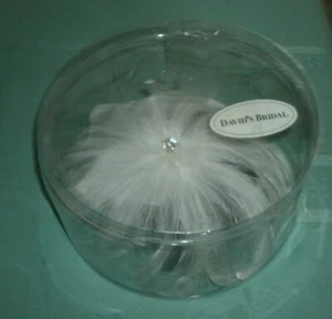 DAVID'S BRIDAL Wedding headpiece,  Feather Fascinator, with swarski crystal' NEW - Picture 1 of 4