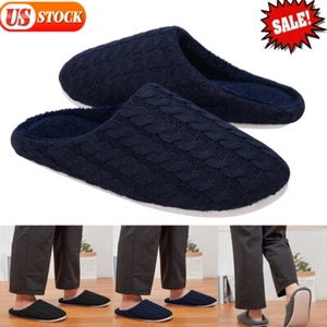 Mens Indoor Warm Slippers Comfort Memory Foam Slip on Bedroom House Travel Shoes - Picture 1 of 21