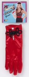Retro Rock Red Satin Short Costume Gloves Adult One Size