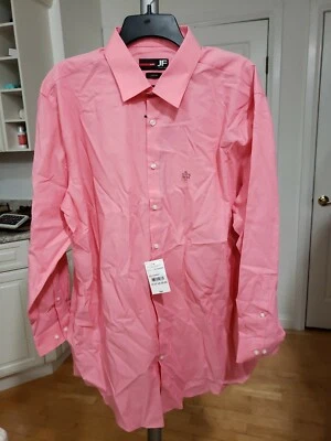 Camisa de Vestir J. Ferrar Para Hombres Talla 17-17.5 32/33 Coral Elastizada Calce Ajustado Nueva Foto 1 de 4