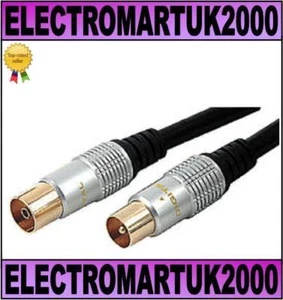 DIGITAL TV AERIAL COAXIAL CABLE PLUG TO SOCKET 1.5M GOLD - Picture 1 of 1