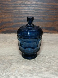 Vintage Viking Glass Cobalt Blue Candy Dish Honeycomb Pattern Apothecary - Picture 1 of 7