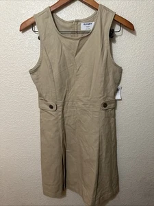 Old Navy Sleeveless School Uniform Dress Pleated Girls XL Rolled Oats Khaki Q22 - Picture 1 of 5