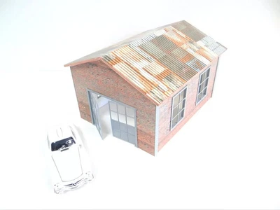 1:24 Scale Brick Garage Diorama Kit – Diecast Model Car Display Building 1/24 - Image 1 of 4