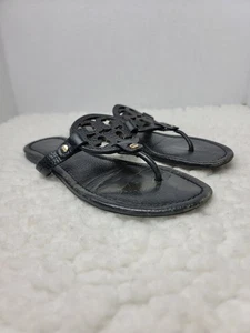 Sandalias Tory Burch Miller para mujer talla 6 zapatos de tanga de cuero negro - Imagen 1 de 9
