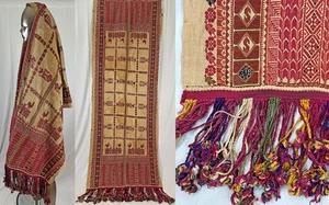 Antik Palästinensisch Tatreez Stickerei Leinen Ramallah Kopftuch Schleier Ghudfeh - Bild 1 von 4