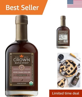 Jarabe de arce oscuro orgánico certificado gourmet, 12,7 fl oz - perfecto para hornear Foto 1 de 4
