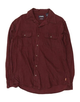 CHAPS Mens Flannel Shirt Large Burgundy Cotton DJ07 - Image 1 of 3